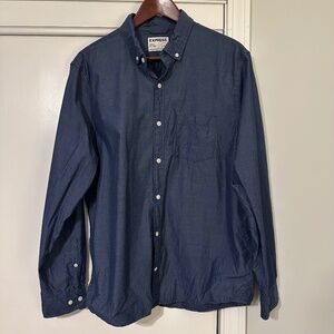 Express Men Large Classic Soft Wash Chambray Shirt